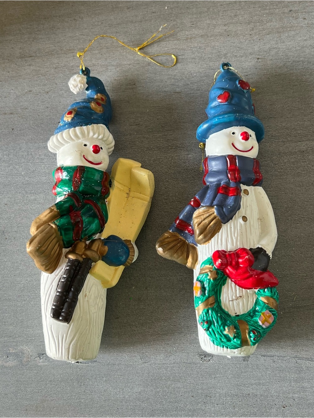 Holiday Snowman Ornament Set - Blue Hat Snowmen